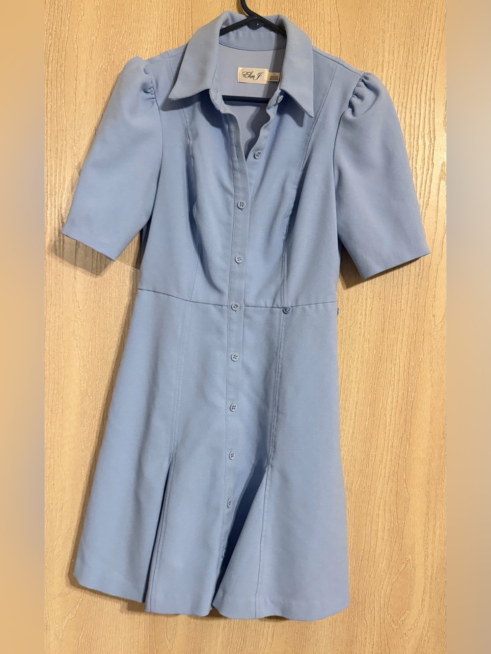 Eliza J Powder Blue Button-Front Short Sleeve Dress